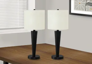 GlowMax Duo: Modern Black Metal Table Lamps with USB Port - Set of 2, 24"H