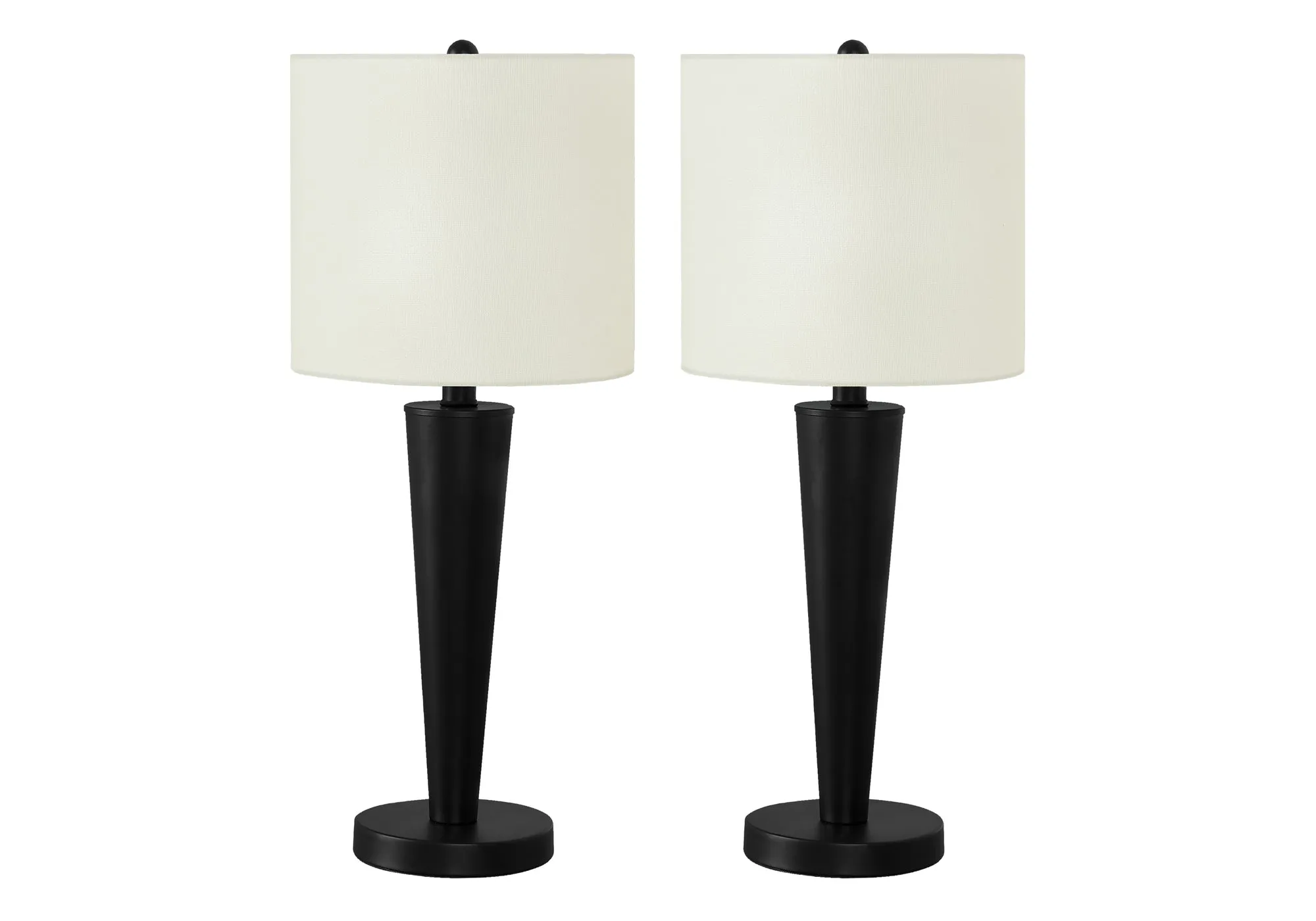 GlowMax Duo: Modern Black Metal Table Lamps with USB Port - Set of 2, 24"H