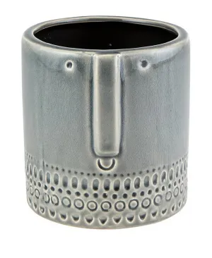 Grey Glazed Face Planter