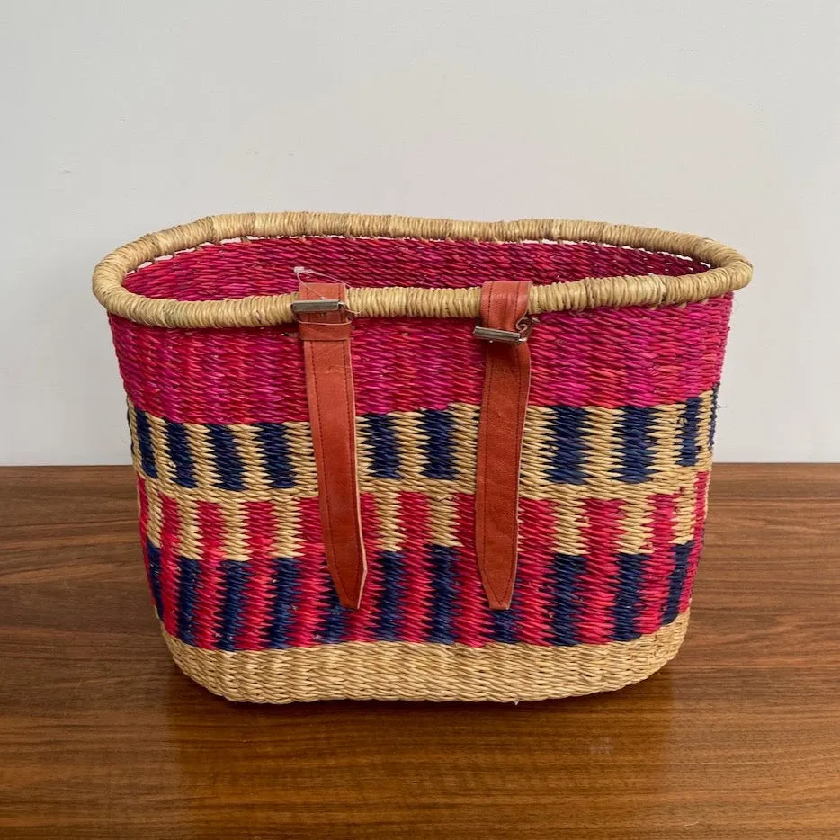 Handcrafted Pink & Blue Bike Basket