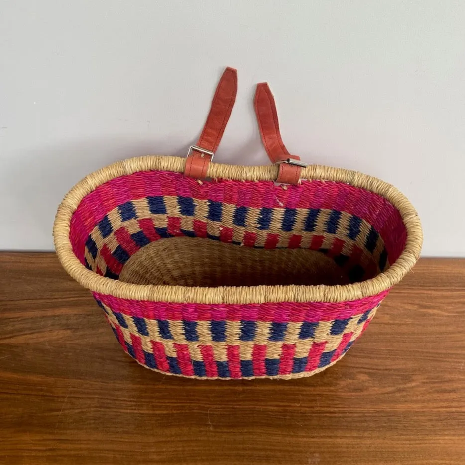 Handcrafted Pink & Blue Bike Basket