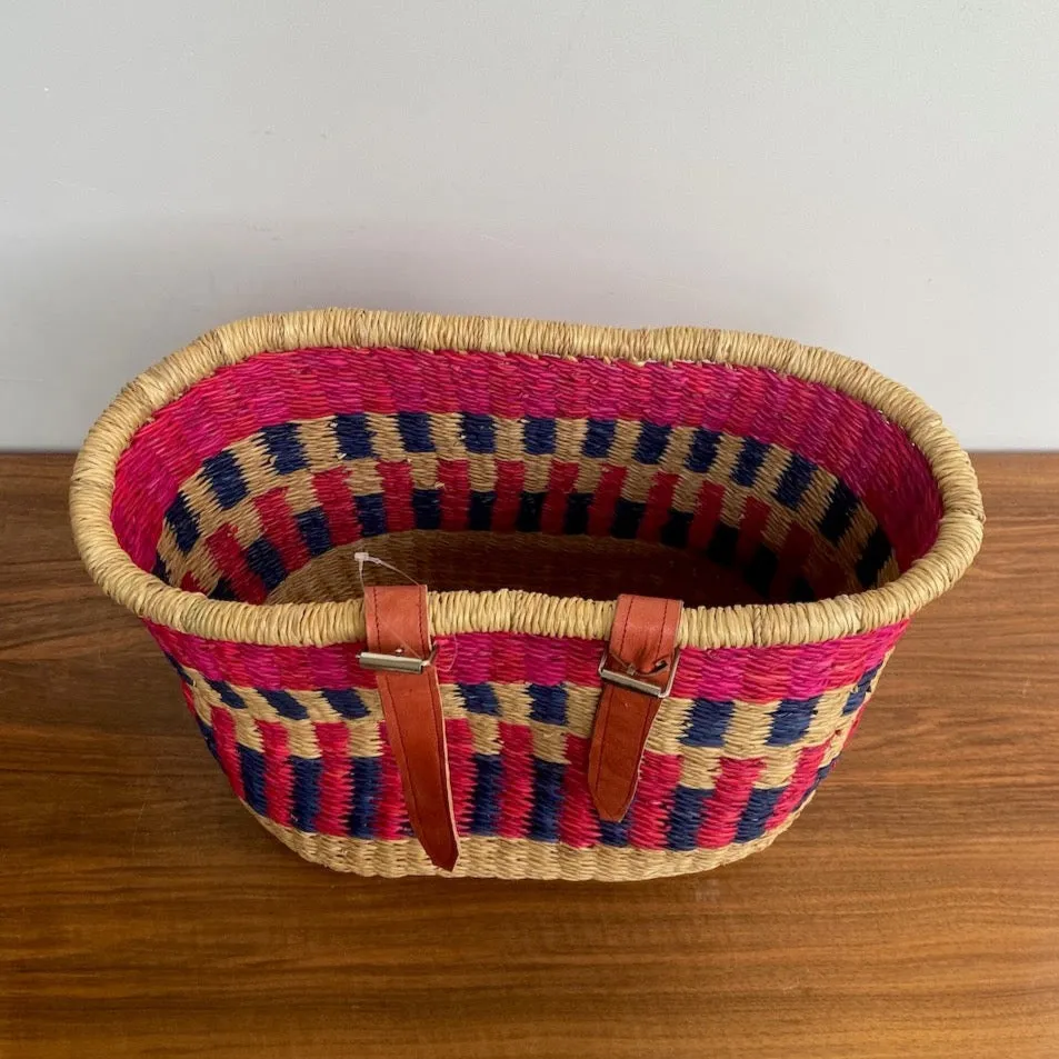 Handcrafted Pink & Blue Bike Basket