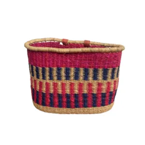 Handcrafted Pink & Blue Bike Basket