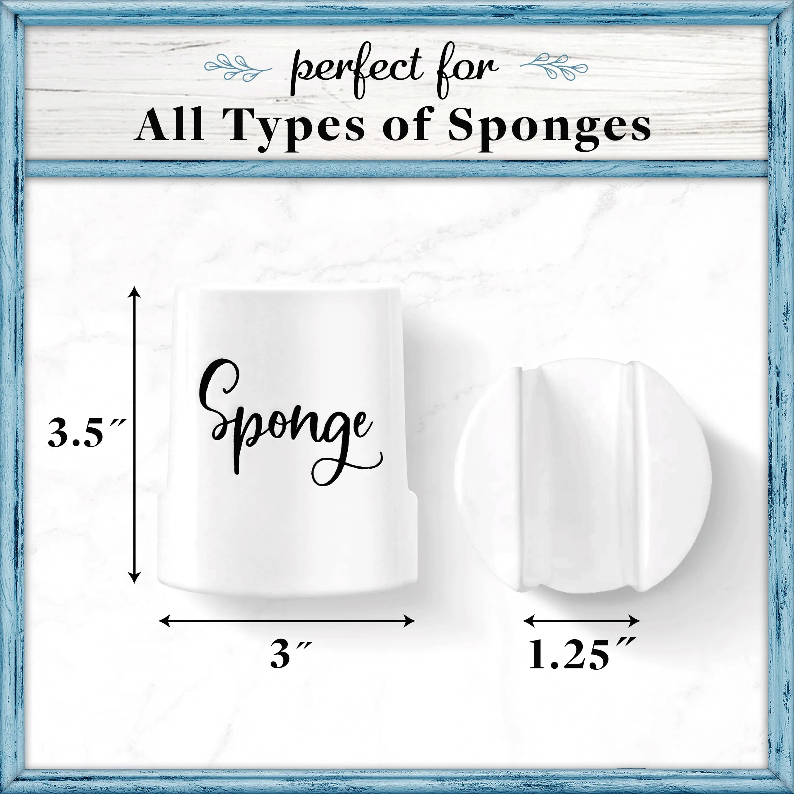 Home Acre Designs Sponge Holder for Kitchen Sink - Rustic Farmhouse Home & Kitchen Decor - White Ceramic