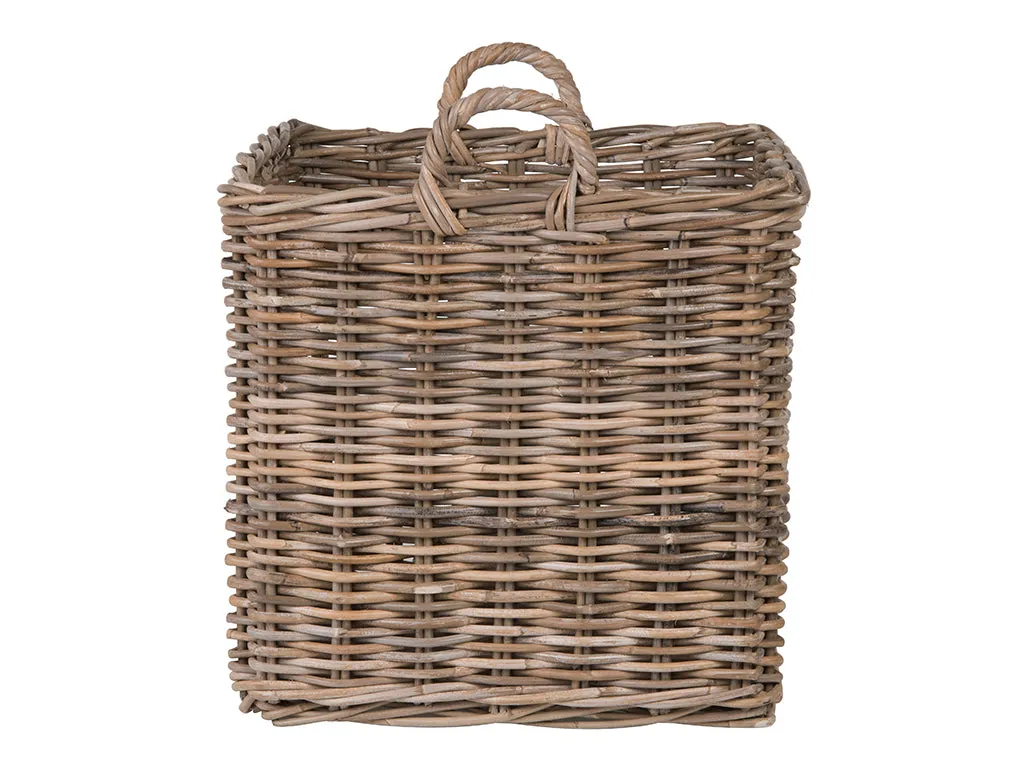 Kobo Square Rattan Basket, Gray-Brown