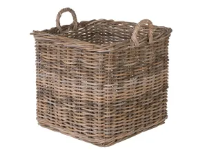 Kobo Square Rattan Basket, Gray-Brown