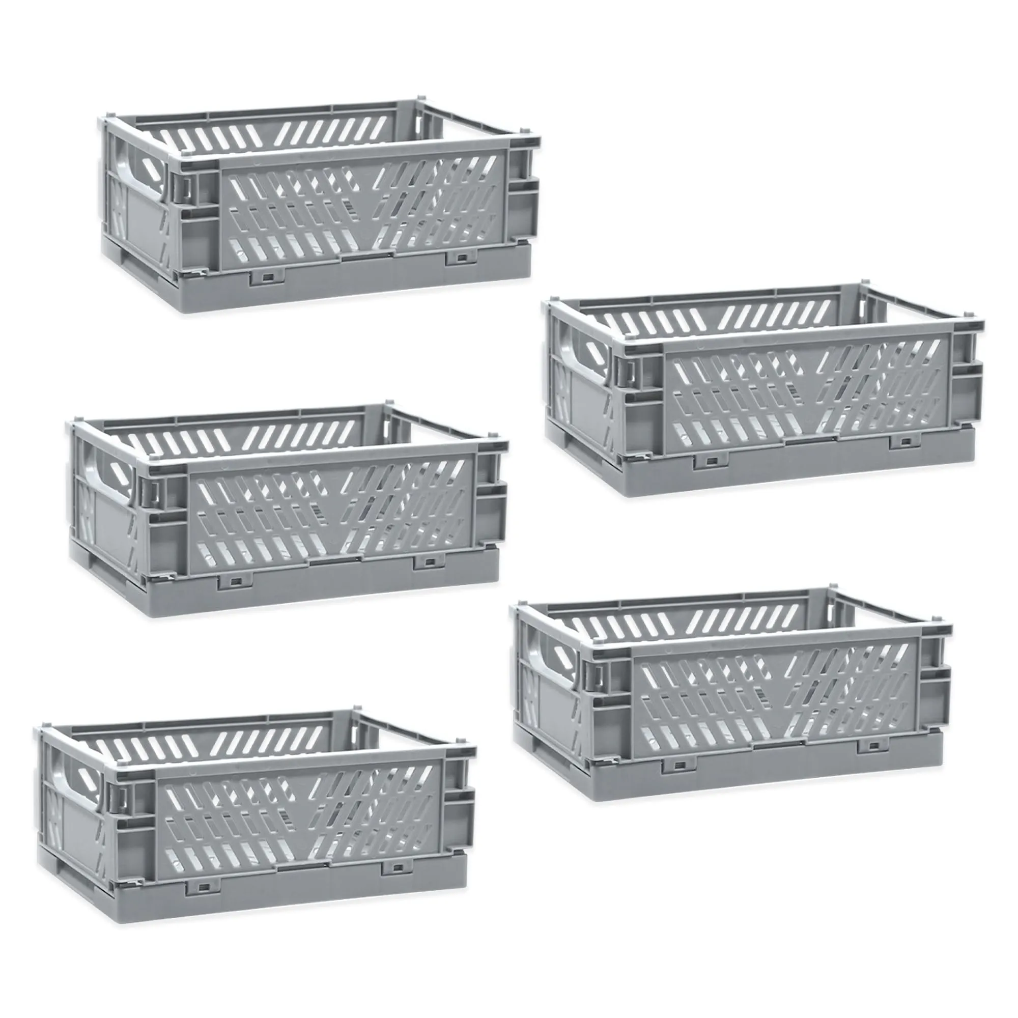 Kuber Industries (Set of 5) Small & Rugged Plastic Basket for Storage - For Kitchen, Makeup, Toiletries & Bathroom Items - Light Blue