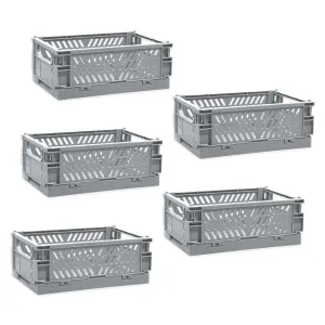 Kuber Industries (Set of 5) Small & Rugged Plastic Basket for Storage - For Kitchen, Makeup, Toiletries & Bathroom Items - Light Blue