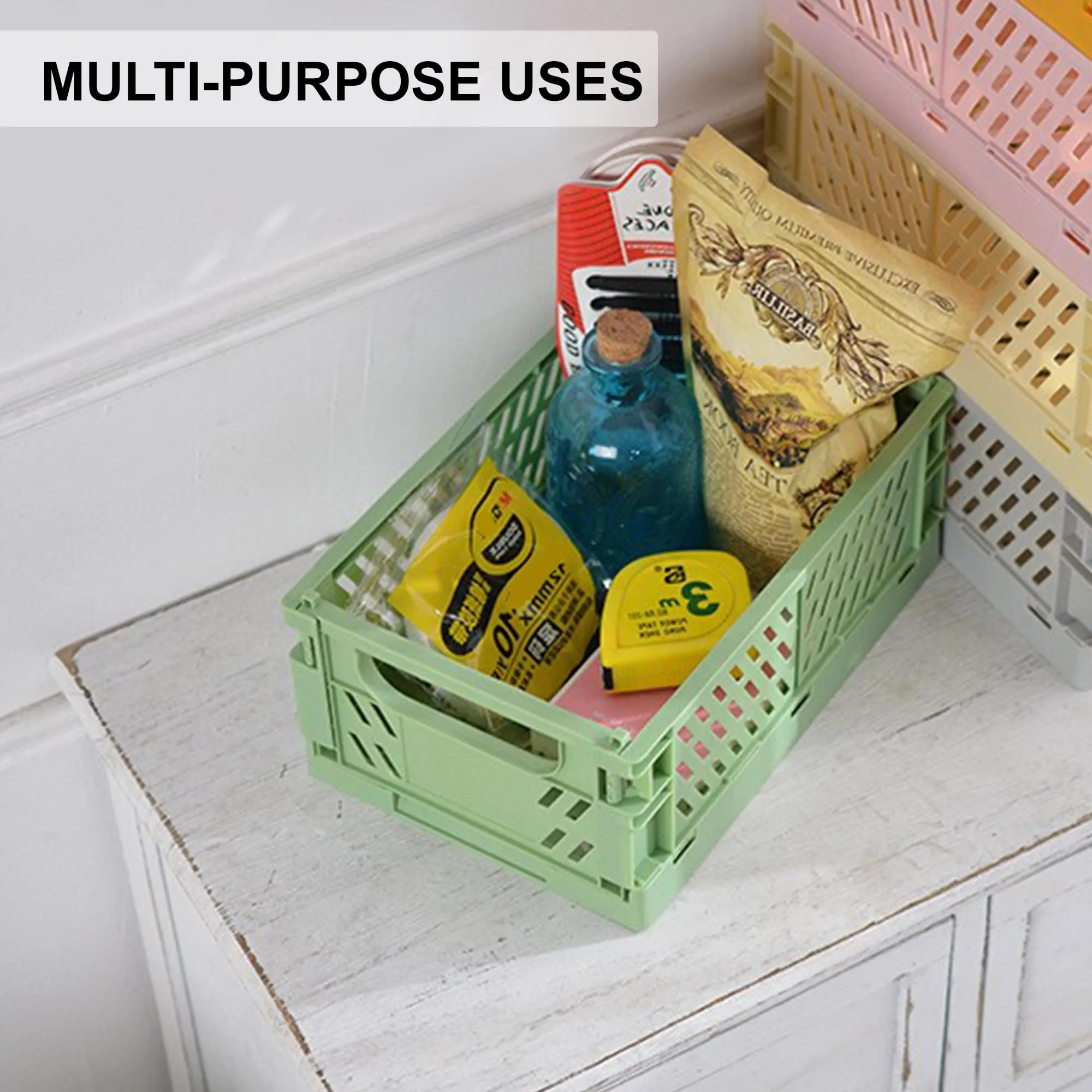 Kuber Industries (Set of 5) Small & Rugged Plastic Basket for Storage - For Kitchen, Makeup, Toiletries & Bathroom Items - Light Blue