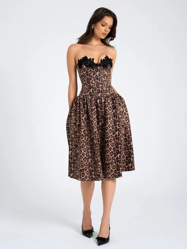 Lace Trim Midi Dress