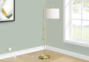 LuxeIlluminate 63 inch Brass Floor Lamp - Contemporary Elegance with Ivory Shade