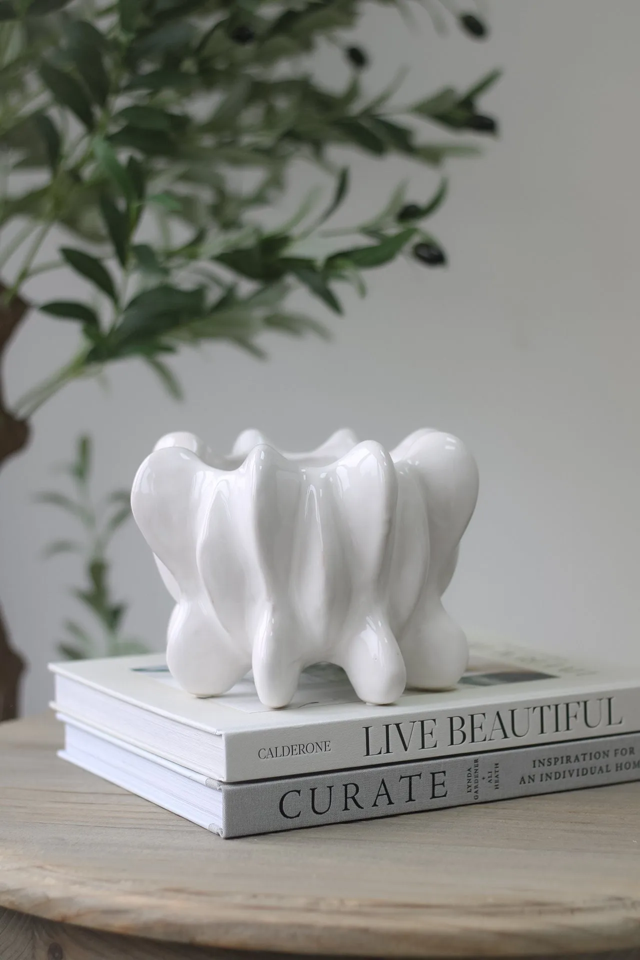 Lynwood White Stoneware Planter