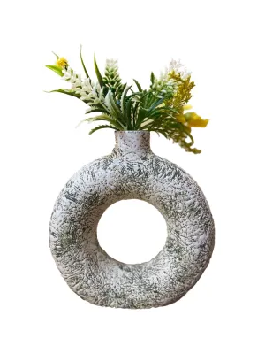 Manifested Decor - Ceramic White Donut Vase for Home Decor, Elegant Style, Perfect for Living Room, Bedroom, Office & Wedding Decoration