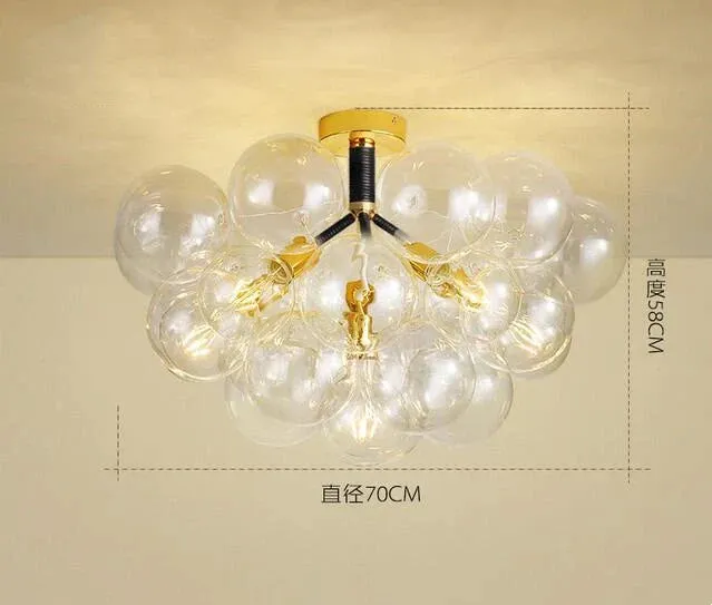 Mansion Nordic Luxury Bubble Glass Chandelier LED Lamps