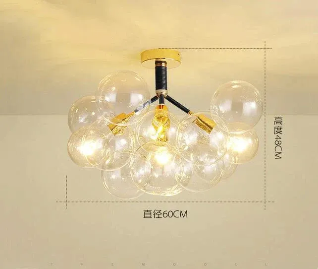 Mansion Nordic Luxury Bubble Glass Chandelier LED Lamps