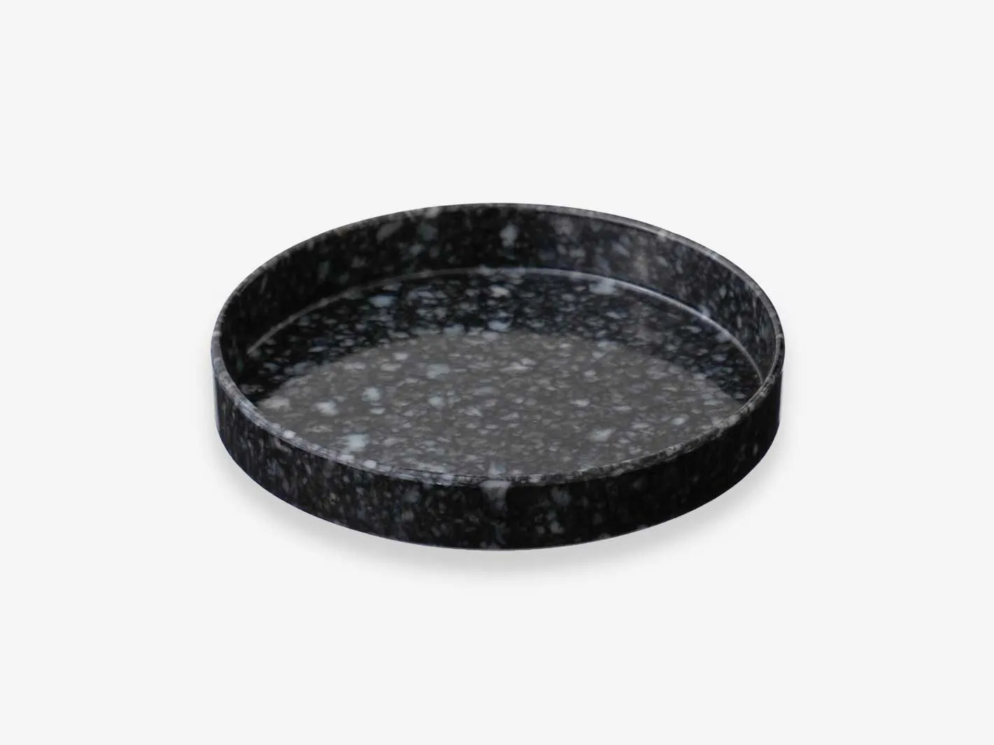 Marbled Melamine Circle Desk Tray Black