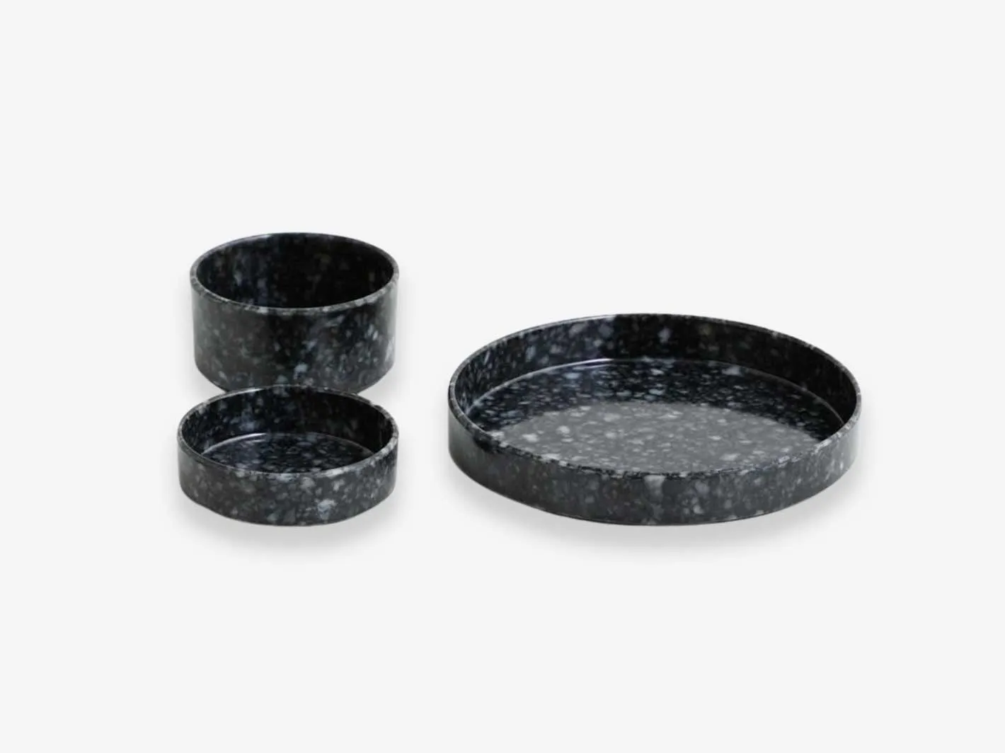 Marbled Melamine Circle Desk Tray Black