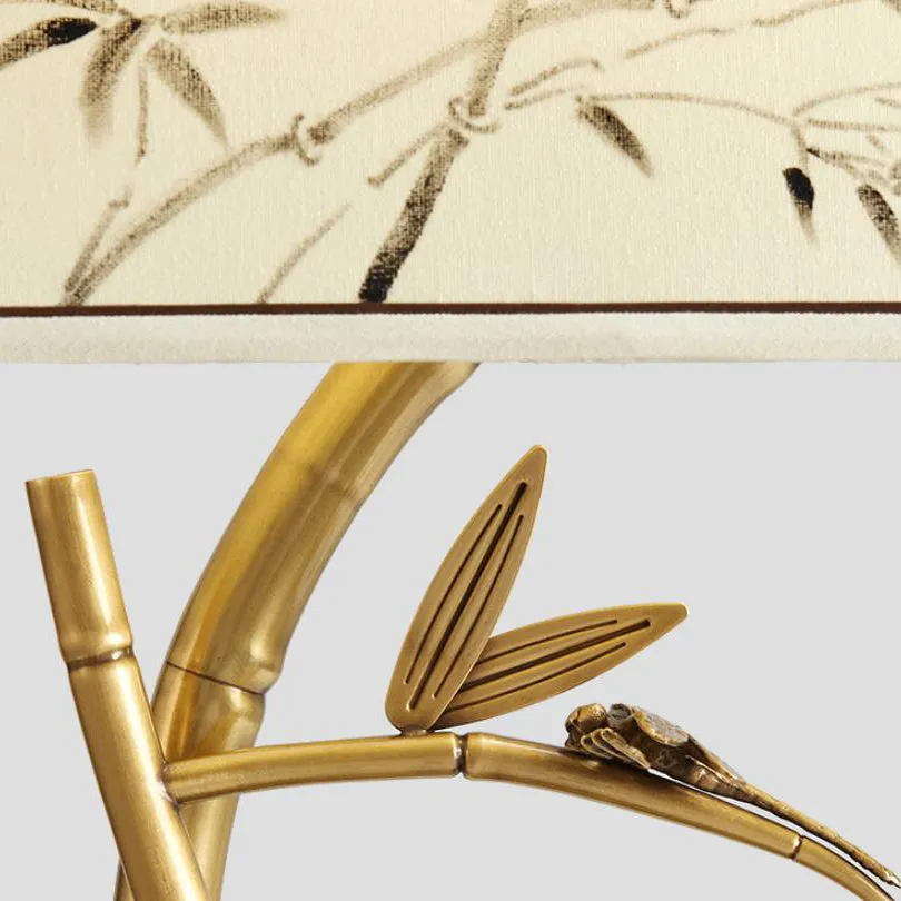 Modern Chinese Fabric Bamboo Leaf Decoration 1- Light Table Lamp