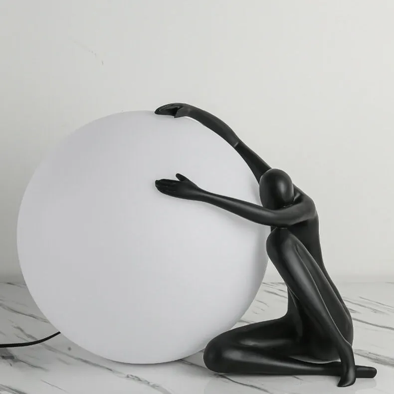 Modern Creative Human Ball Sculpture Resin Plastic 1-Light Table Lamp