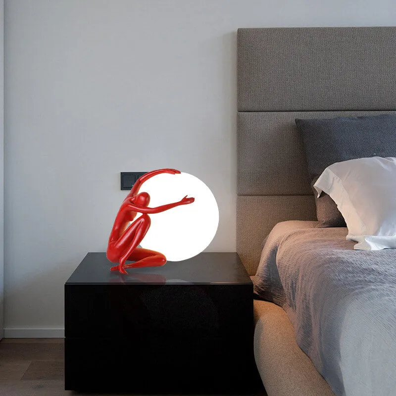 Modern Creative Human Ball Sculpture Resin Plastic 1-Light Table Lamp