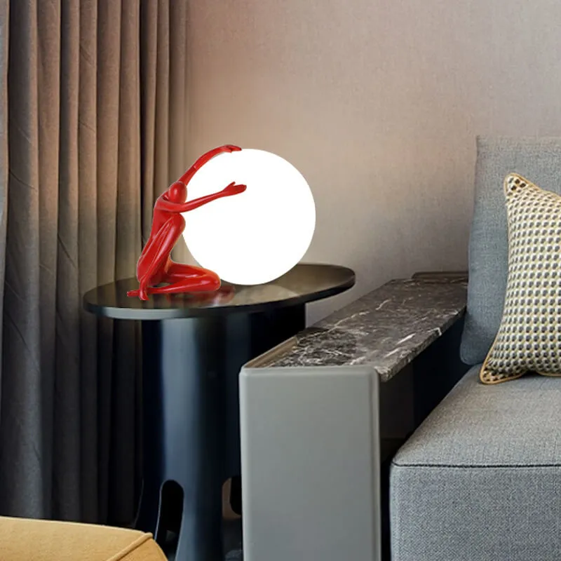 Modern Creative Human Ball Sculpture Resin Plastic 1-Light Table Lamp