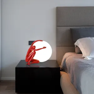 Modern Creative Human Ball Sculpture Resin Plastic 1-Light Table Lamp