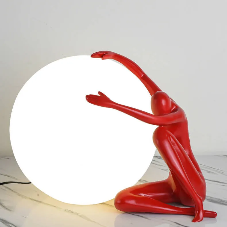 Modern Creative Human Ball Sculpture Resin Plastic 1-Light Table Lamp