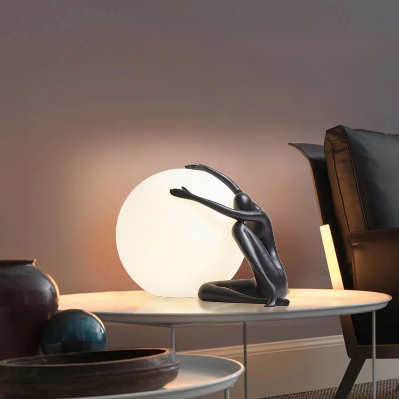 Modern Creative Human Ball Sculpture Resin Plastic 1-Light Table Lamp