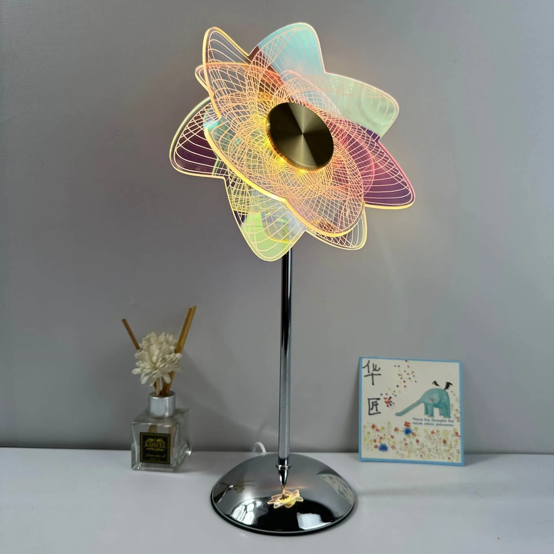 Modern Dazzling Flower Butterfly Metal Acrylic USB LED Table Lamp