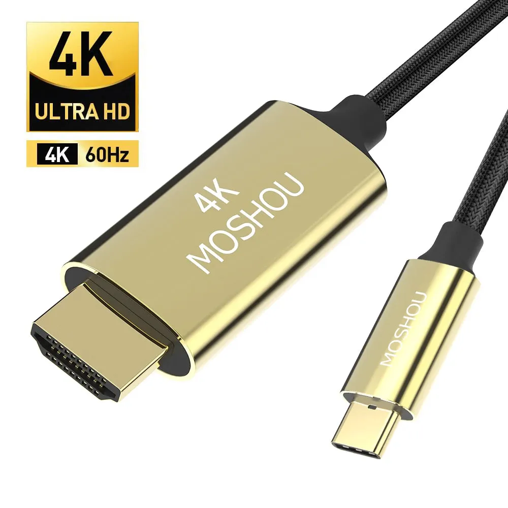 MOSHOU USB C to HDMI 2.1 Cable 8K@60Hz 4K@144Hz Braided Cord HDCP2.3 HDR DSC for MacBook Pro Samsung HP Dell
