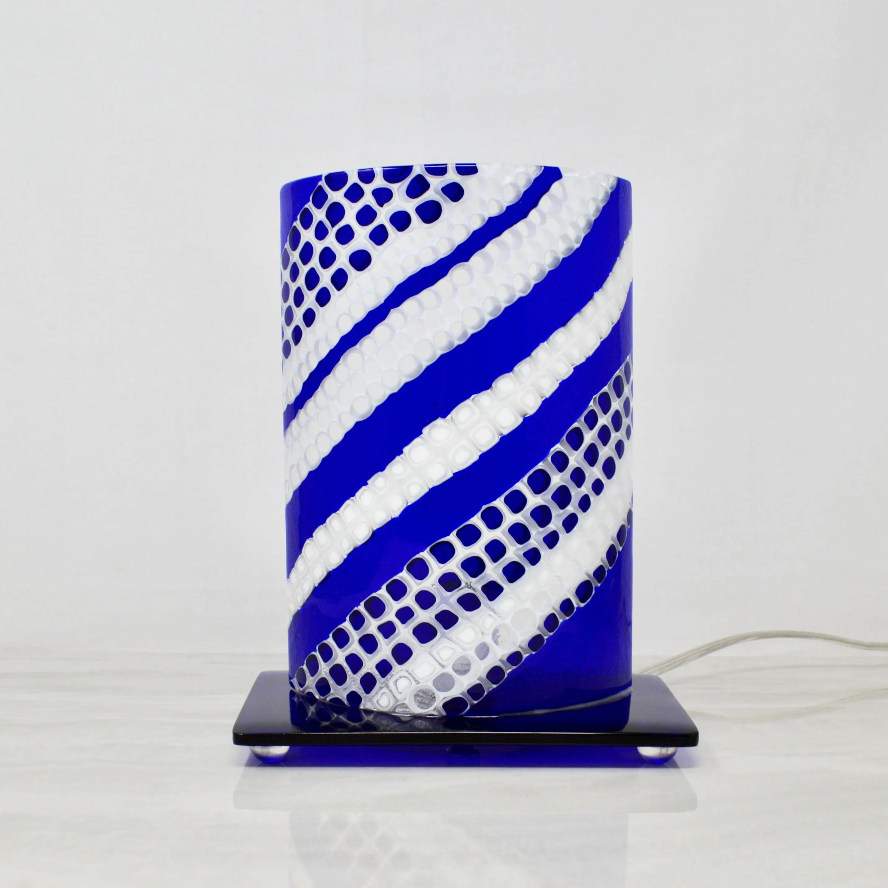 Murano Glass Lamp - Millefiori Mosaics, Cobalt Blue, Made In Italy