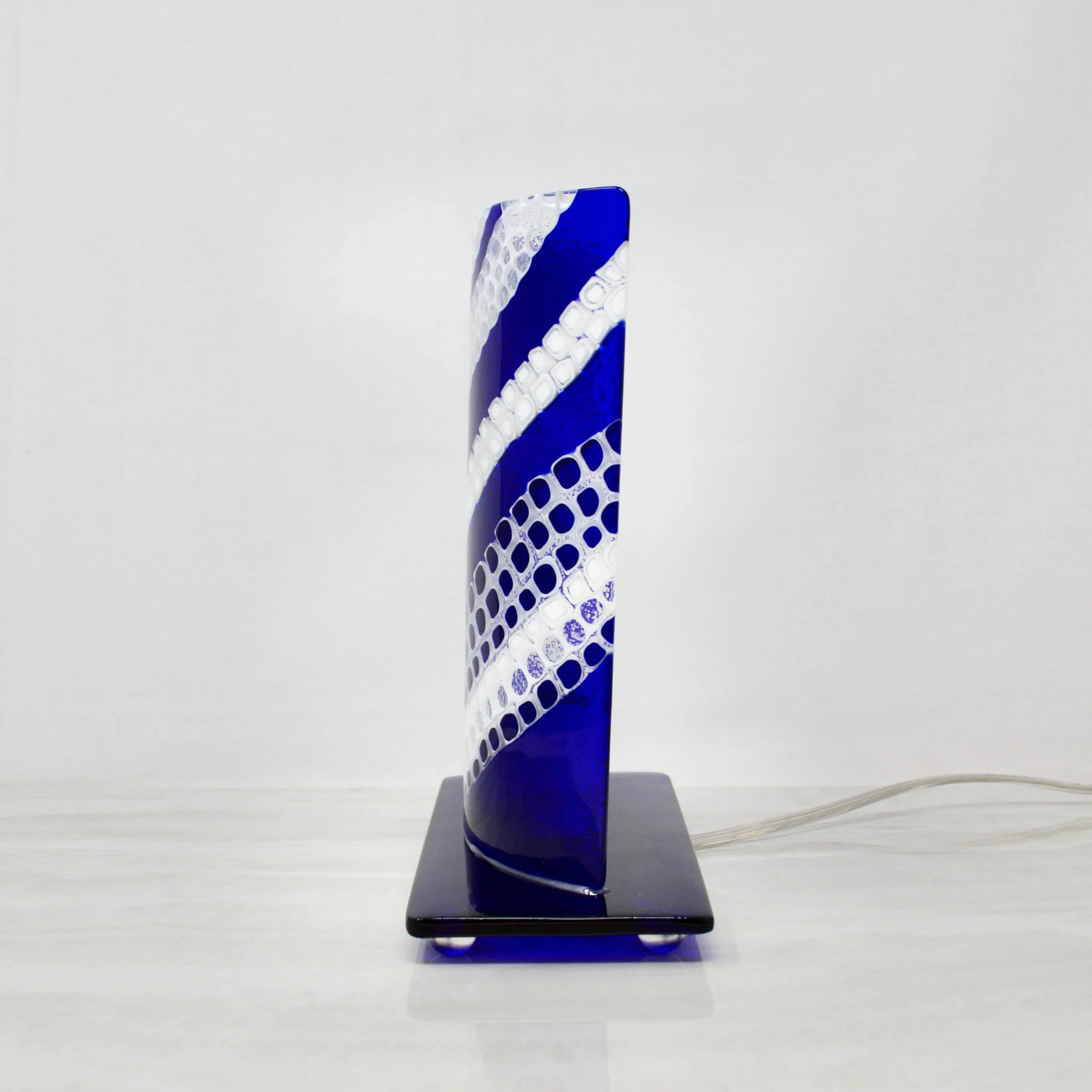 Murano Glass Lamp - Millefiori Mosaics, Cobalt Blue, Made In Italy