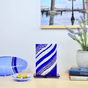 Murano Glass Lamp - Millefiori Mosaics, Cobalt Blue, Made In Italy