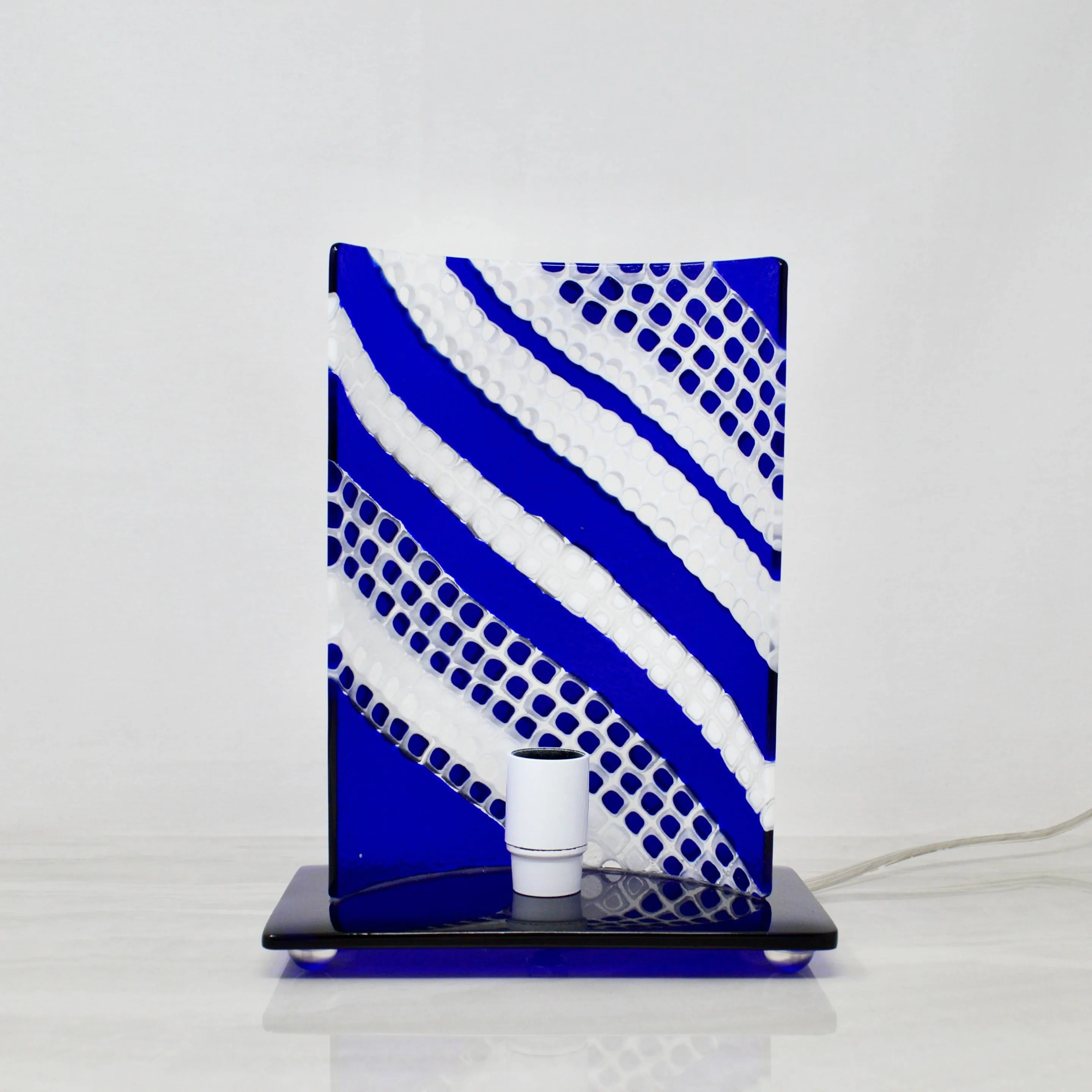 Murano Glass Lamp - Millefiori Mosaics, Cobalt Blue, Made In Italy