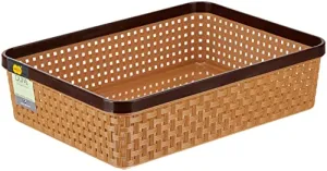 Nakoda 111 Dune Storage Basket Without Lid Multipurpose Use for Kitchen & Home Organiser Box for Fruits Vegetables, Toys, Stationary items, Color May Vary, (28.6 x 20.9 x 8) cm | Plastic