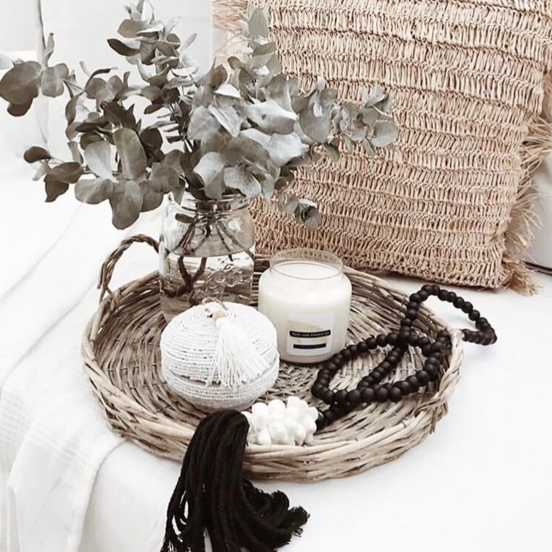 Nira Beaded Basket - Natural