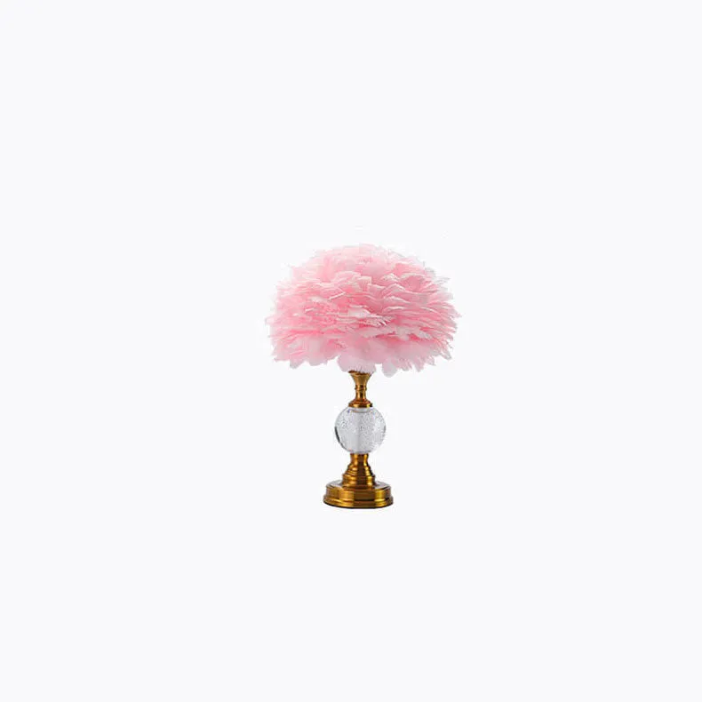 Nordic Creative Iron Round Feather Lampshade 1-Light Table Lamp