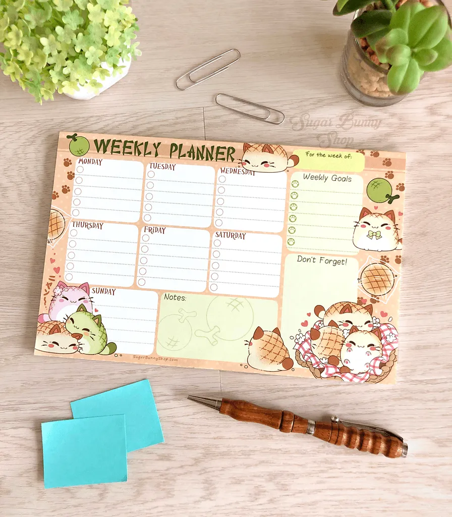 Nyanpan Weekly Planner Notepad