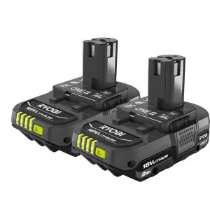 Open Box -  RYOBI ONE  18V Lithium-Ion 2.0 Ah Compact Battery (2-Pack)