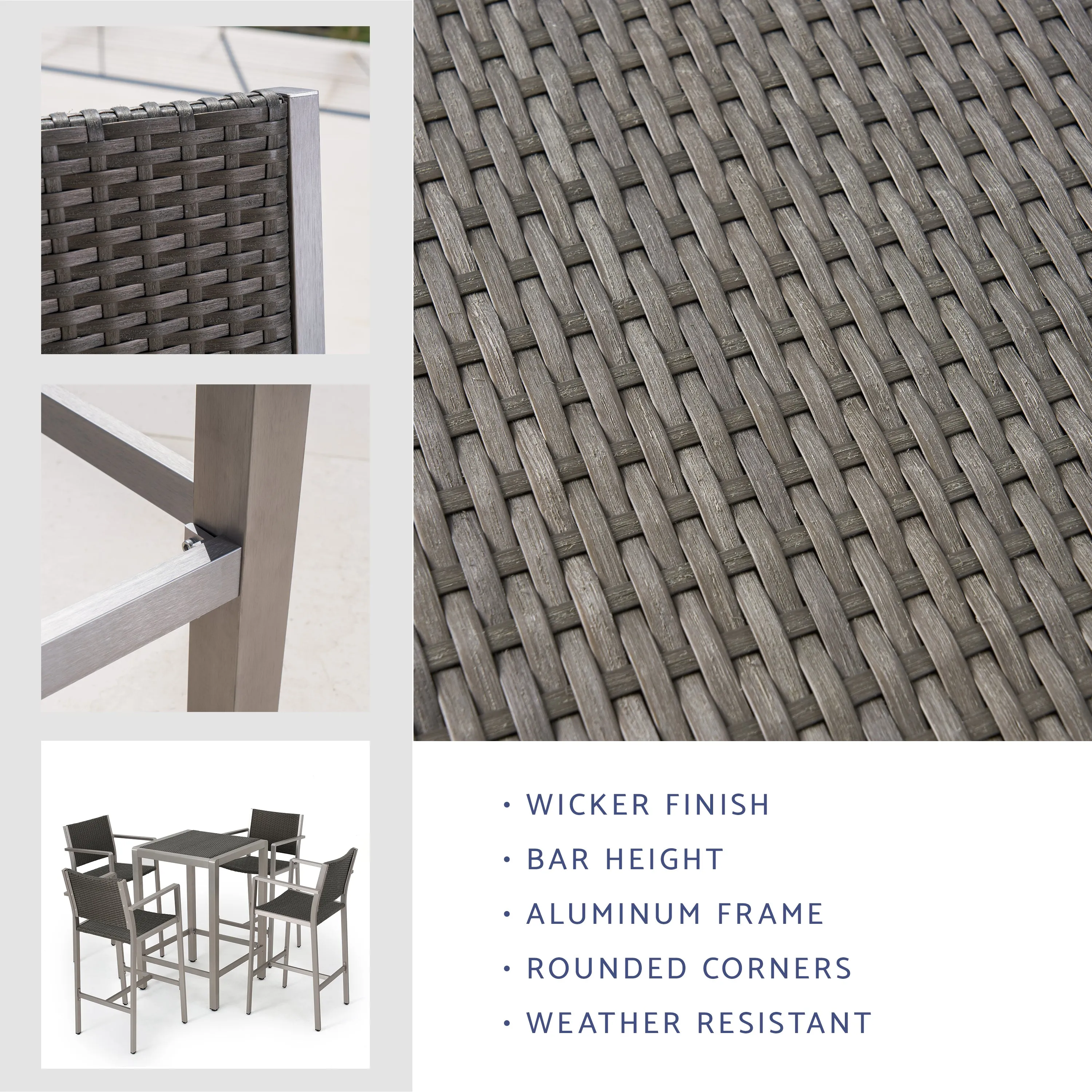 Outdoor Aluminum 5 Piece Bar Set