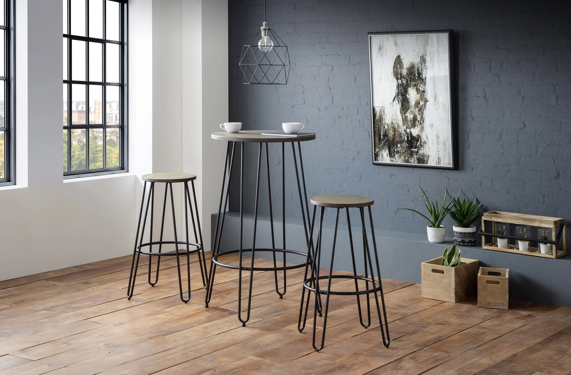 Pair of Dalston Round Bar Stools