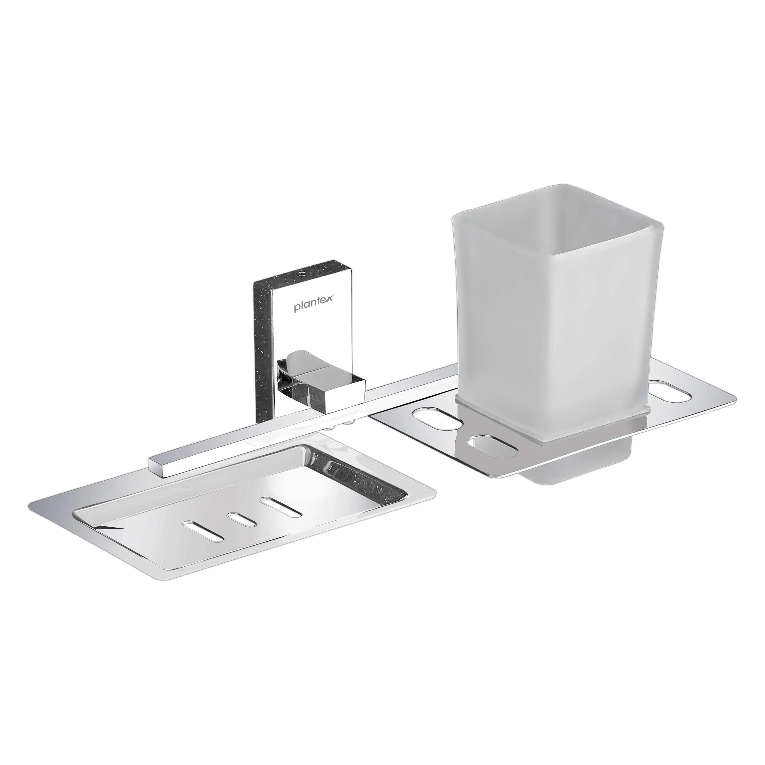 Plantex Iris 304 Grade Stainless Steel 2in1 Soap Holder with Tumbler Holder/Bathroom Accessories