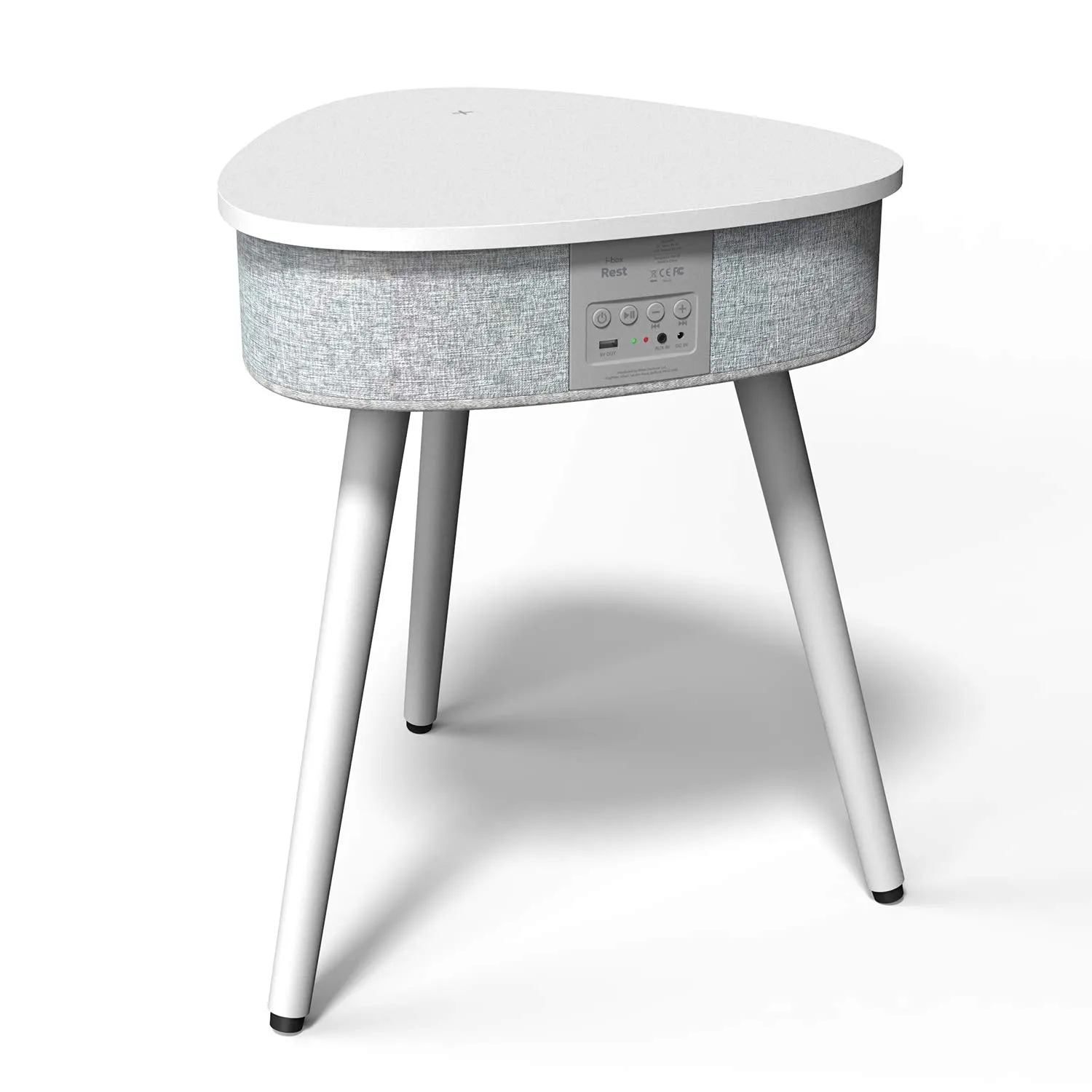 Portable Smart Side Table Bluetooth Speaker With Wireless & USB Charging Dock (White)