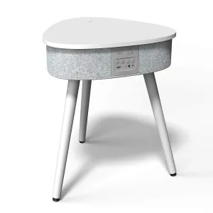 Portable Smart Side Table Bluetooth Speaker With Wireless & USB Charging Dock (White)