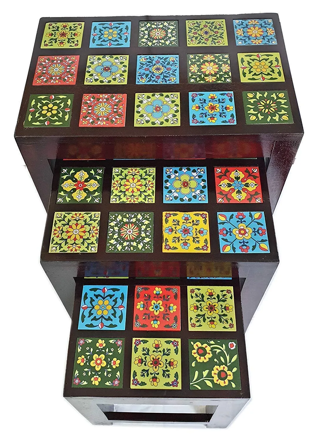 pranjals house Stacking End Side, Nesting Tables, Coffee Table Set of 3 in 1 for Home, Living Room, Bedroom, Office (Brown)