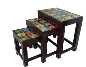 pranjals house Stacking End Side, Nesting Tables, Coffee Table Set of 3 in 1 for Home, Living Room, Bedroom, Office (Brown)