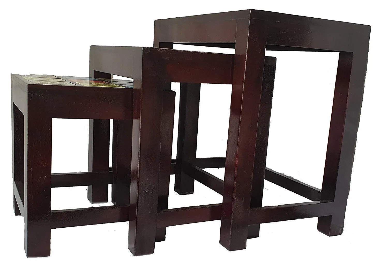 pranjals house Stacking End Side, Nesting Tables, Coffee Table Set of 3 in 1 for Home, Living Room, Bedroom, Office (Brown)