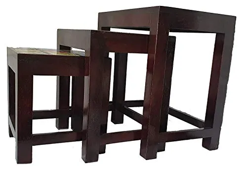 pranjals house Stacking End Side, Nesting Tables, Coffee Table Set of 3 in 1 for Home, Living Room, Bedroom, Office (Brown)