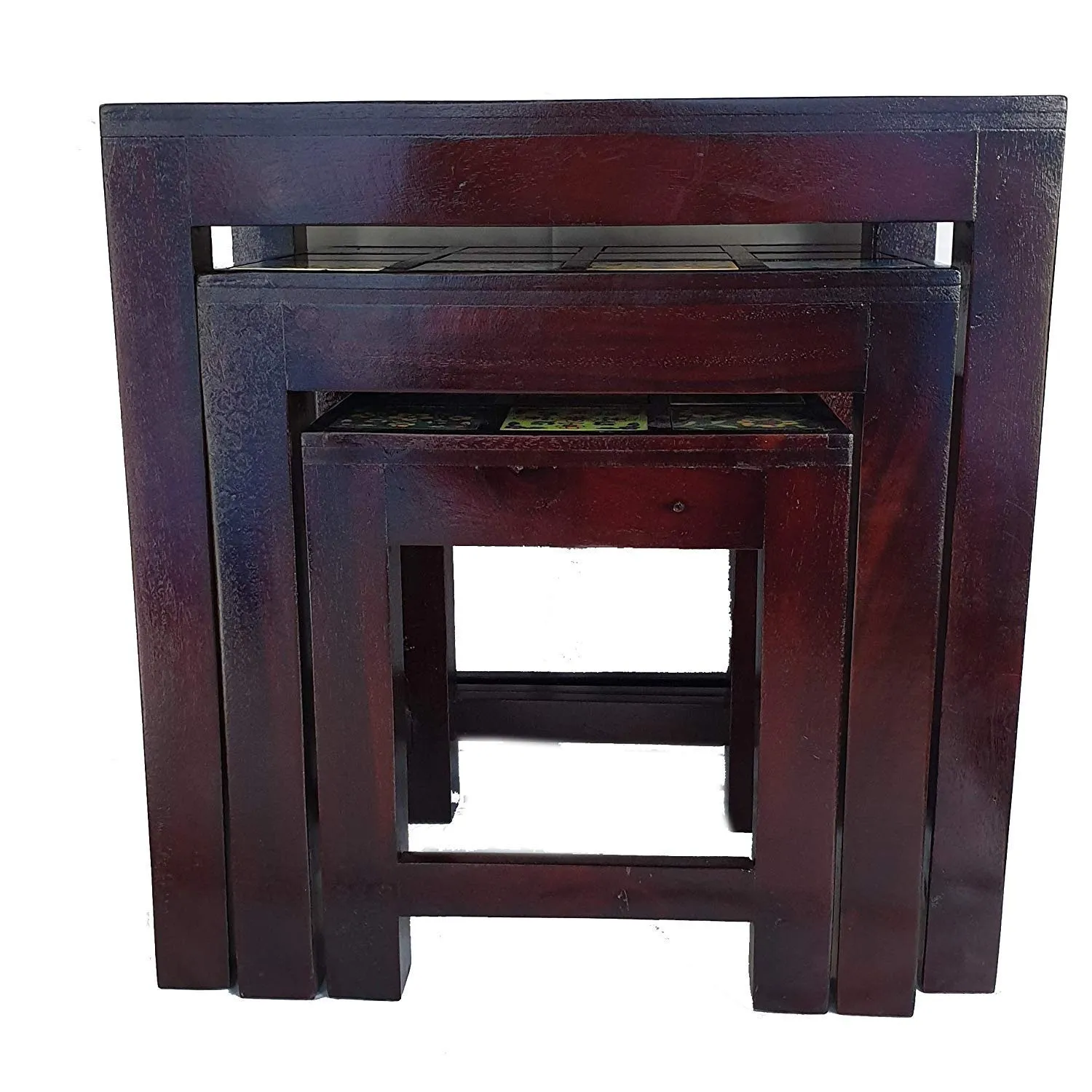 pranjals house Stacking End Side, Nesting Tables, Coffee Table Set of 3 in 1 for Home, Living Room, Bedroom, Office (Brown)