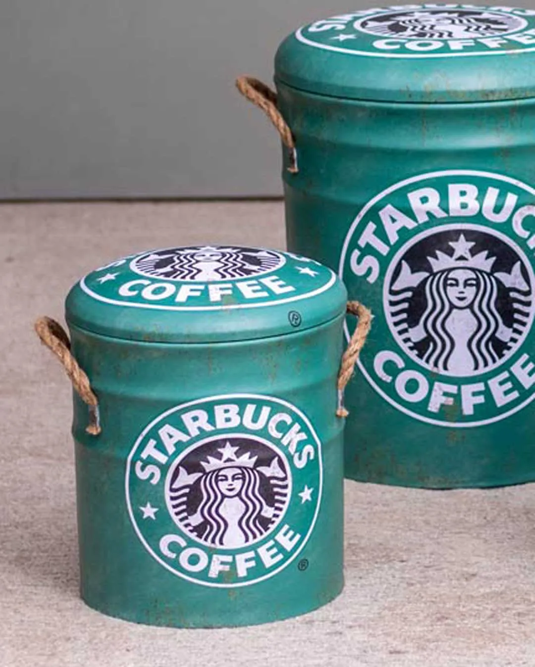 'Premium Coffee' Faux Leather Set of 3 Storage Stools